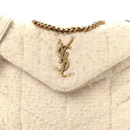 Saint Laurent Boucle Tweed Quilted Toy Loulou Puffer Monogram Chain Satchel Crema Soft 7 of 12