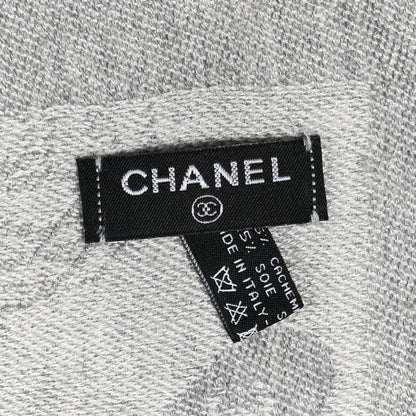 Chanel Cashmere Silk CC Heart Scarf Grey 3 of 9