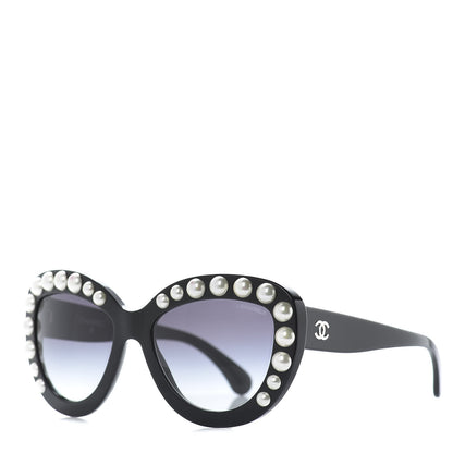 Chanel Pearl Cat Eye Sunglasses 71096 Black 1 of 7