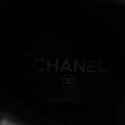 Chanel Calfskin Grosgrain Quilted Lace Up Boots 38.5 Black Grey 8 of 9