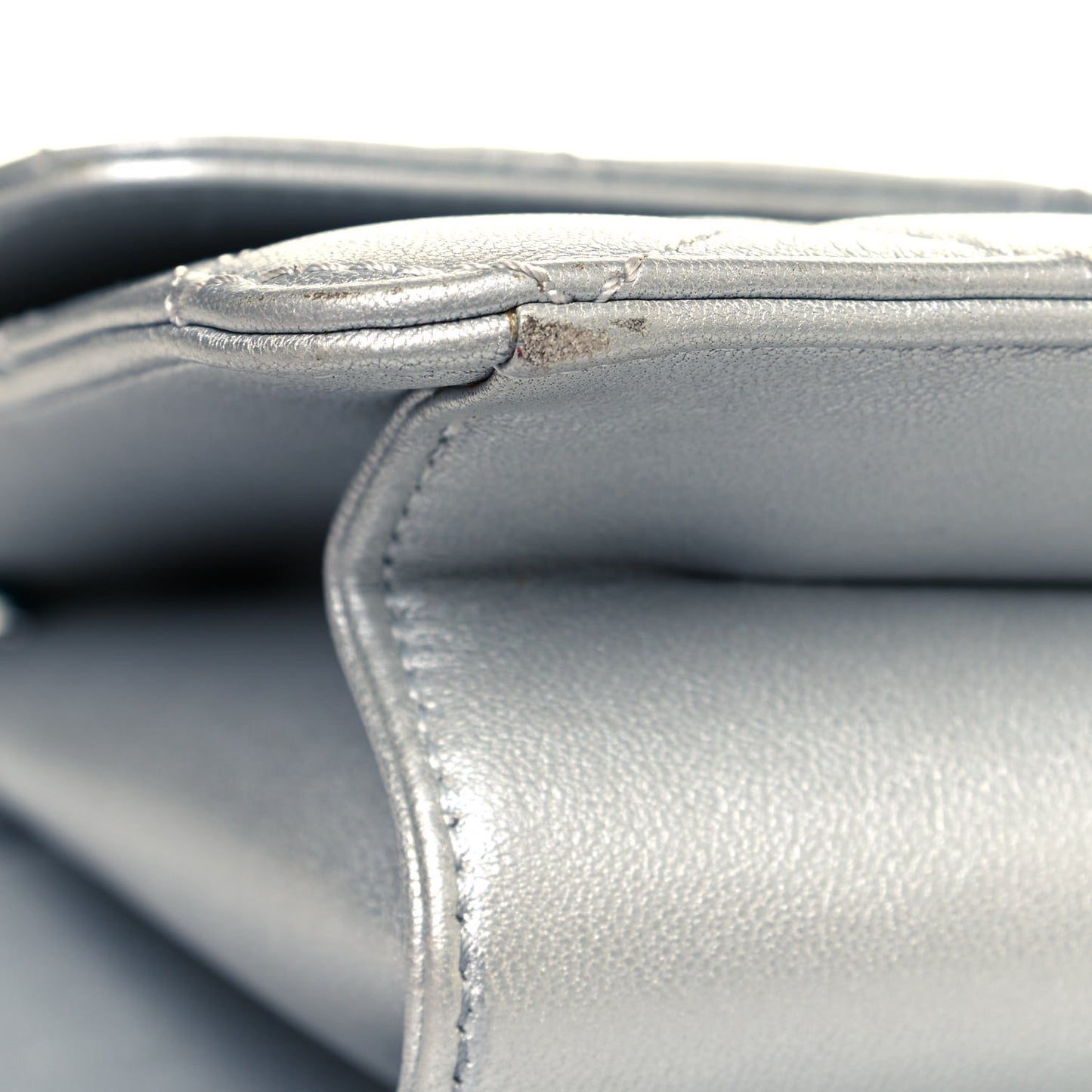 Metallic Sheepskin Quilted Beauty Lock Flap Silver