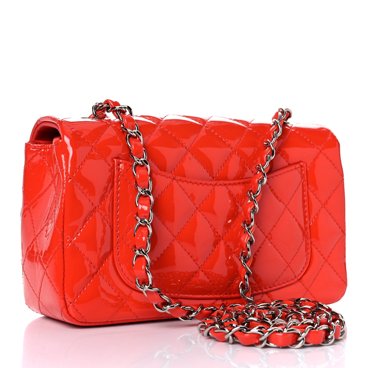 Chanel Patent Calfskin Quilted Mini Rectangular Flap Red 3 of 9