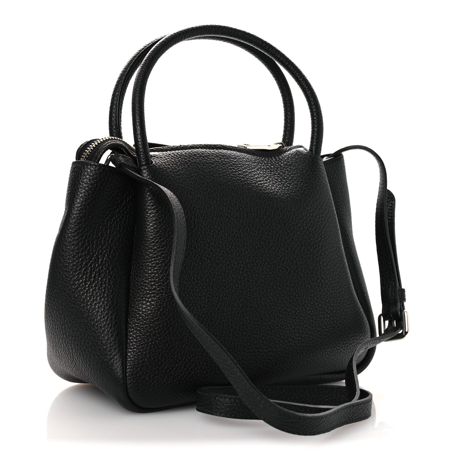 Prada Vitello Daino Soft Mini Zippered Top Handle Bag Black 3 of 10