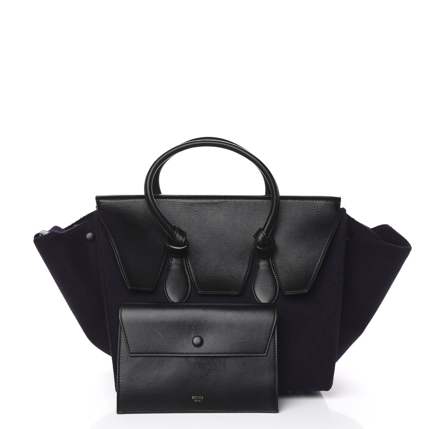 Felt Calfskin Medium Tie Knot Tote Navy