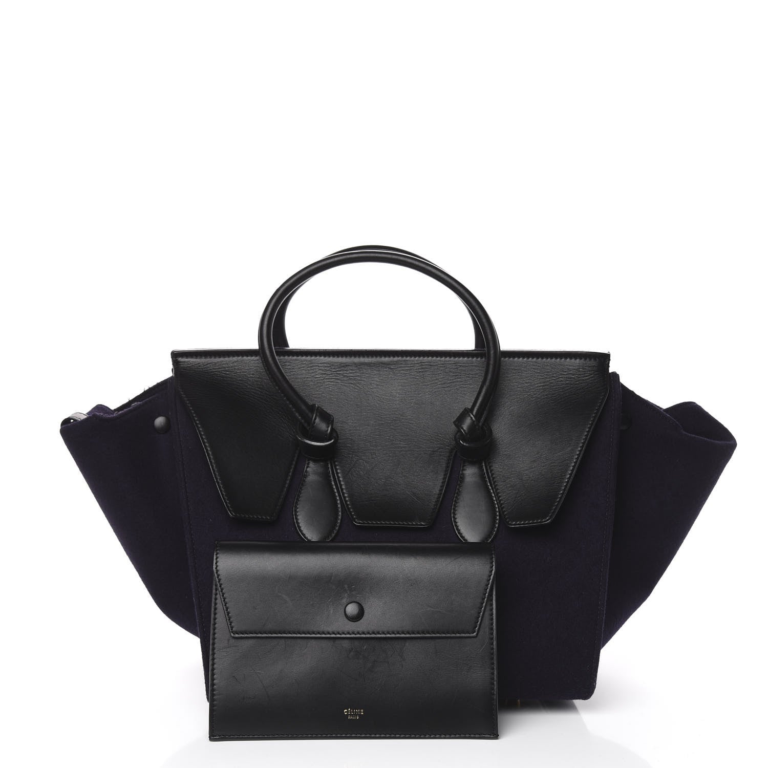 Celine Felt Calfskin Medium Tie Knot Tote Navy 3 of 26