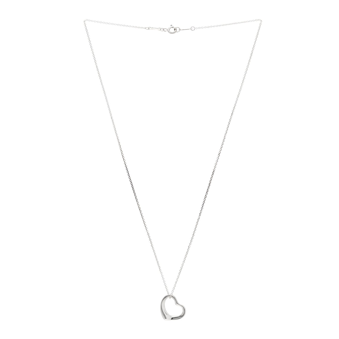 Sterling Silver Elsa Peretti 14mm Open Heart Pendant Necklace
