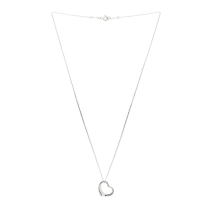 Tiffany Sterling Silver Elsa Peretti 14mm Open Heart Pendant Necklace 3 of 6