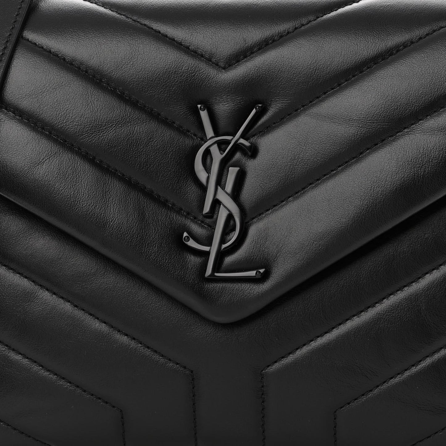 Calfskin Y Quilted Monogram Monochrome Small Loulou Chain Satchel Black