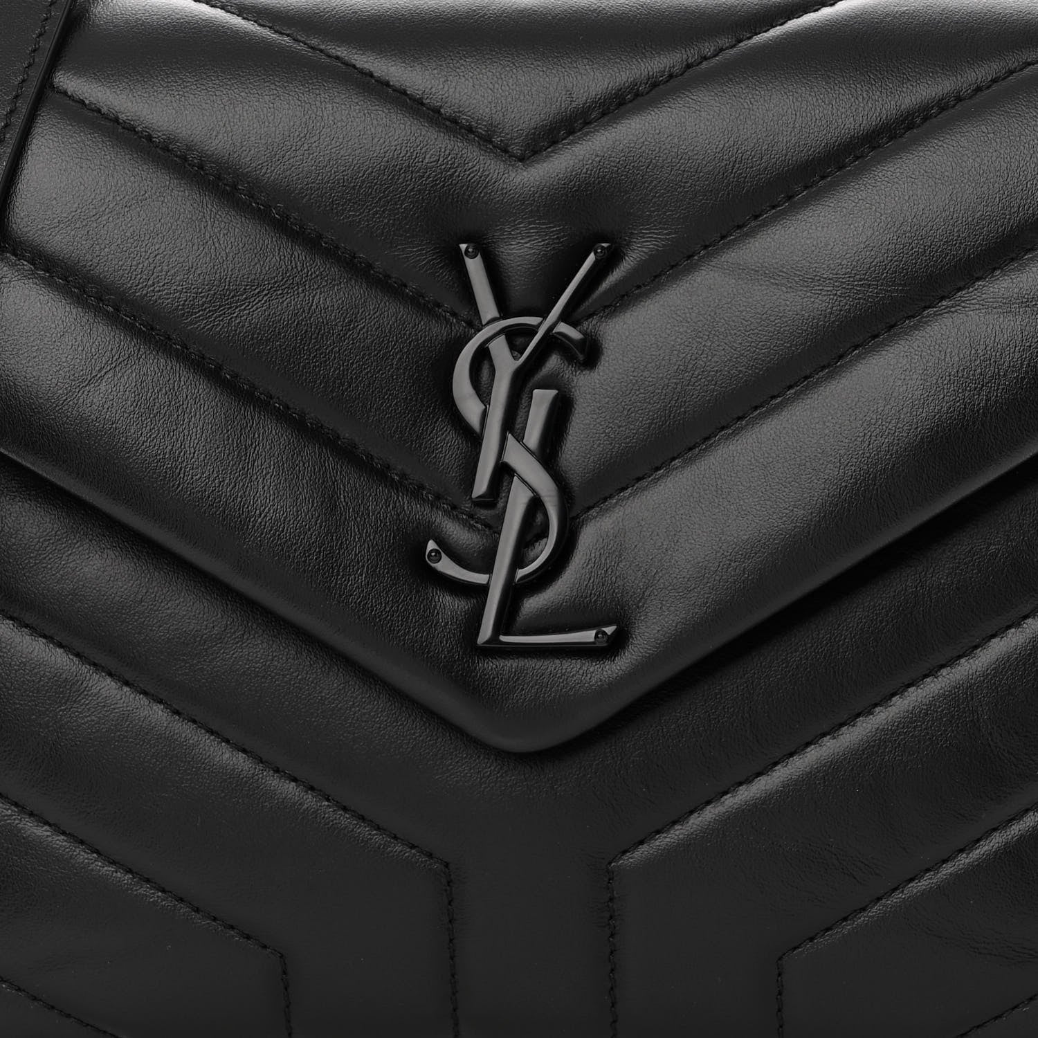 Saint Laurent Calfskin Y Quilted Monogram Monochrome Small Loulou Chain Satchel Black 8 of 10