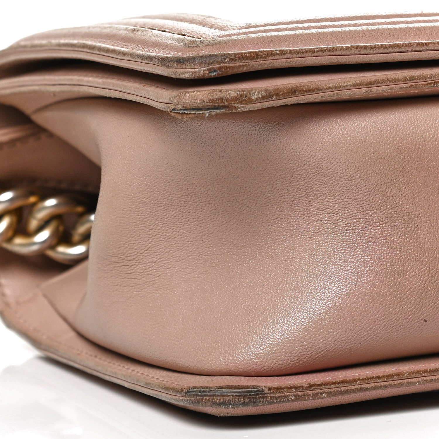 Chanel Lambskin Chevron Chain Stitched Medium Boy Flap Beige 9 of 14
