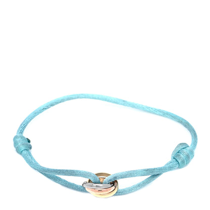 Cartier 18K Pink Yellow White Gold Trinity Adjustable Cord Bracelet Sky Blue 3 of 7