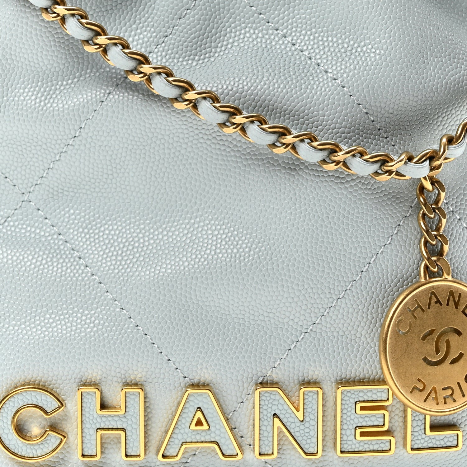 Chanel Shiny Caviar Quilted Mini Chanel 22 Light Blue 7 of 9