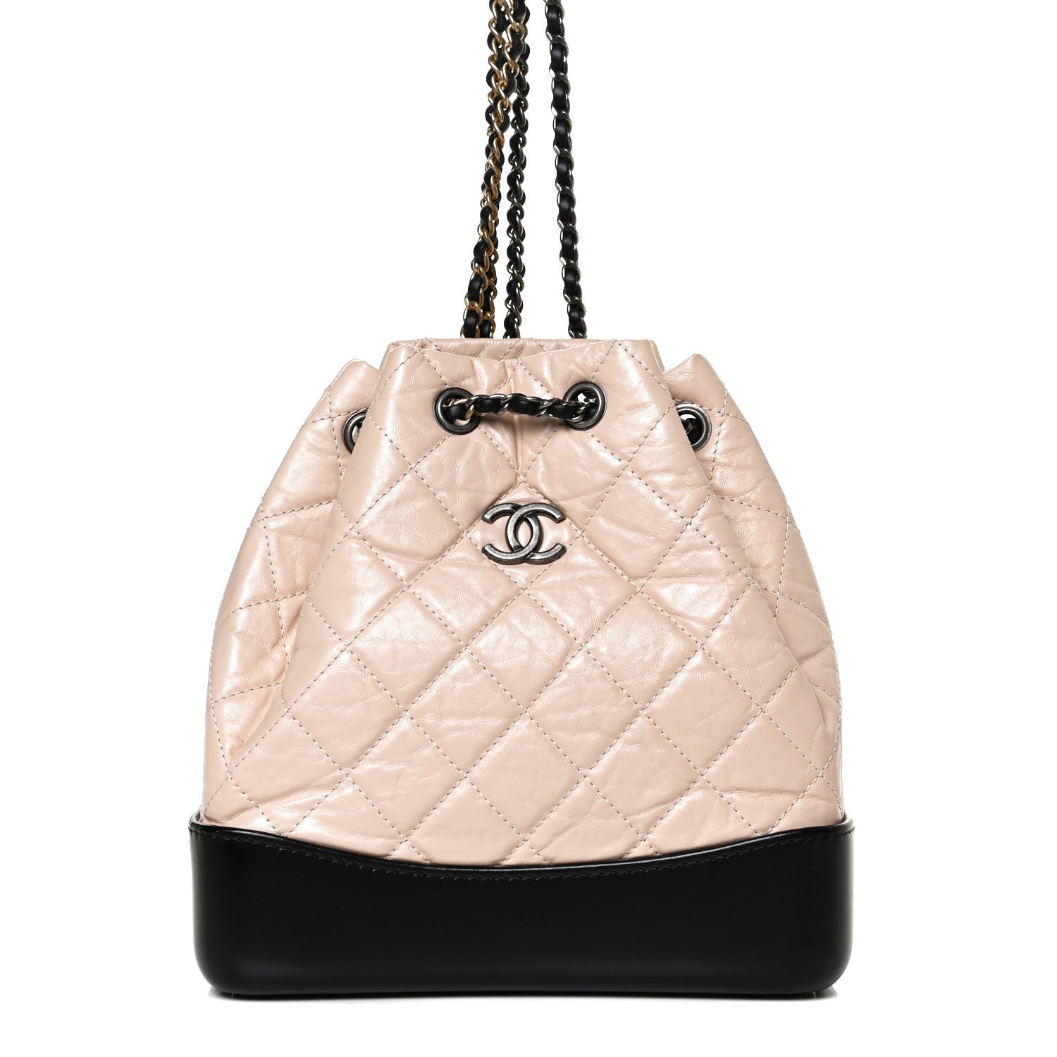 Chanel Aged Calfskin Quilted Small Gabrielle Backpack Beige Black 8 of 13
