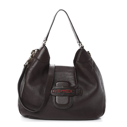Gucci Calfskin Web Medium Dressage Hobo Coffee Brown 1 of 8