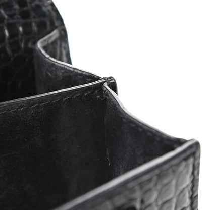 Saint Laurent Calfskin Crocodile Embossed Medium Monogram Sunset Black 6 of 6