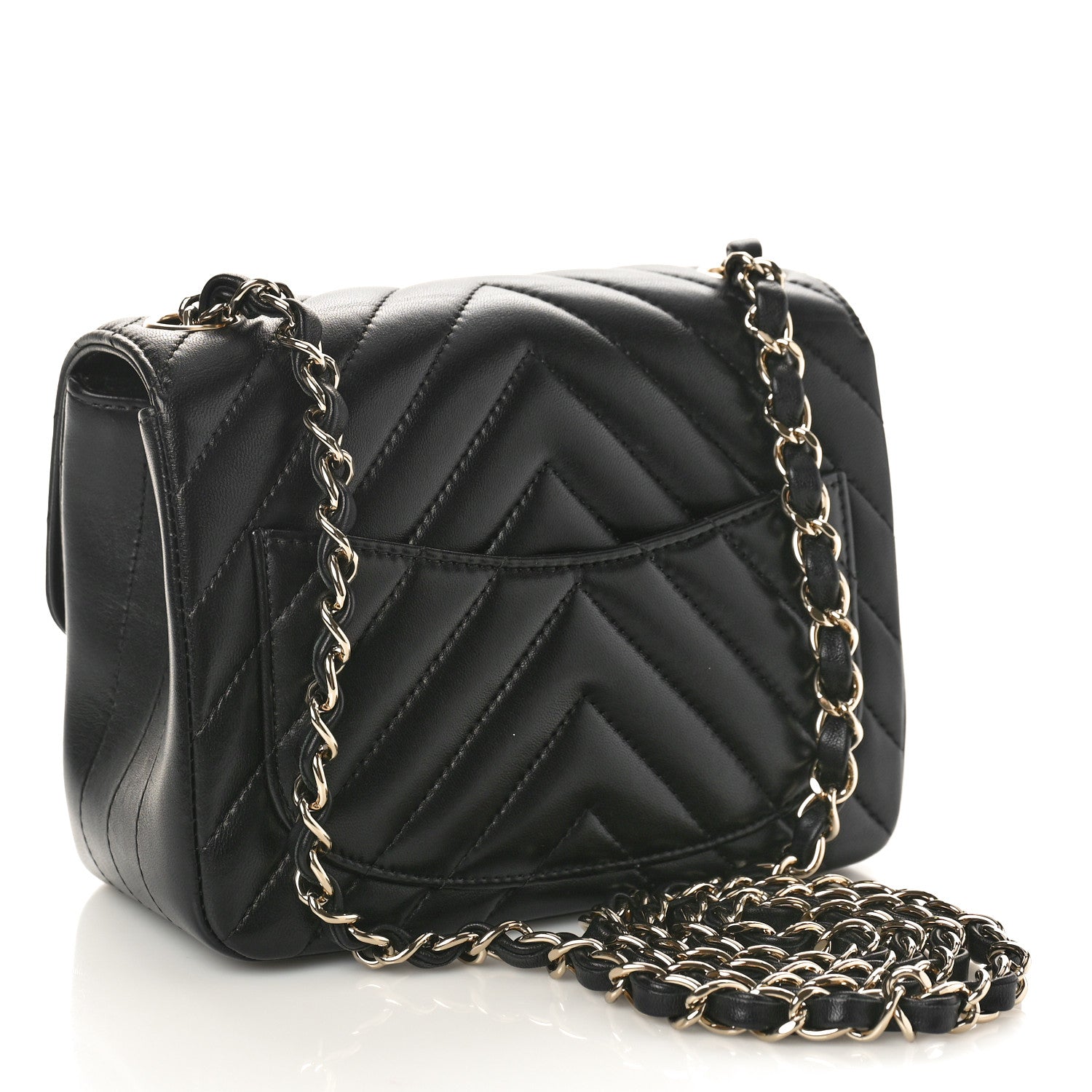 Chanel Lambskin Chevron Quilted Mini Square Flap Black 3 of 11