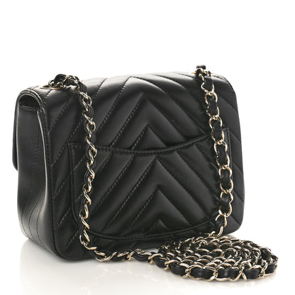 Chanel Lambskin Chevron Quilted Mini Square Flap Black 3 of 11