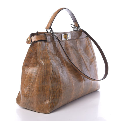 Fendi Watersnake Large Peekaboo Iconic Satchel Brown 4 of 12