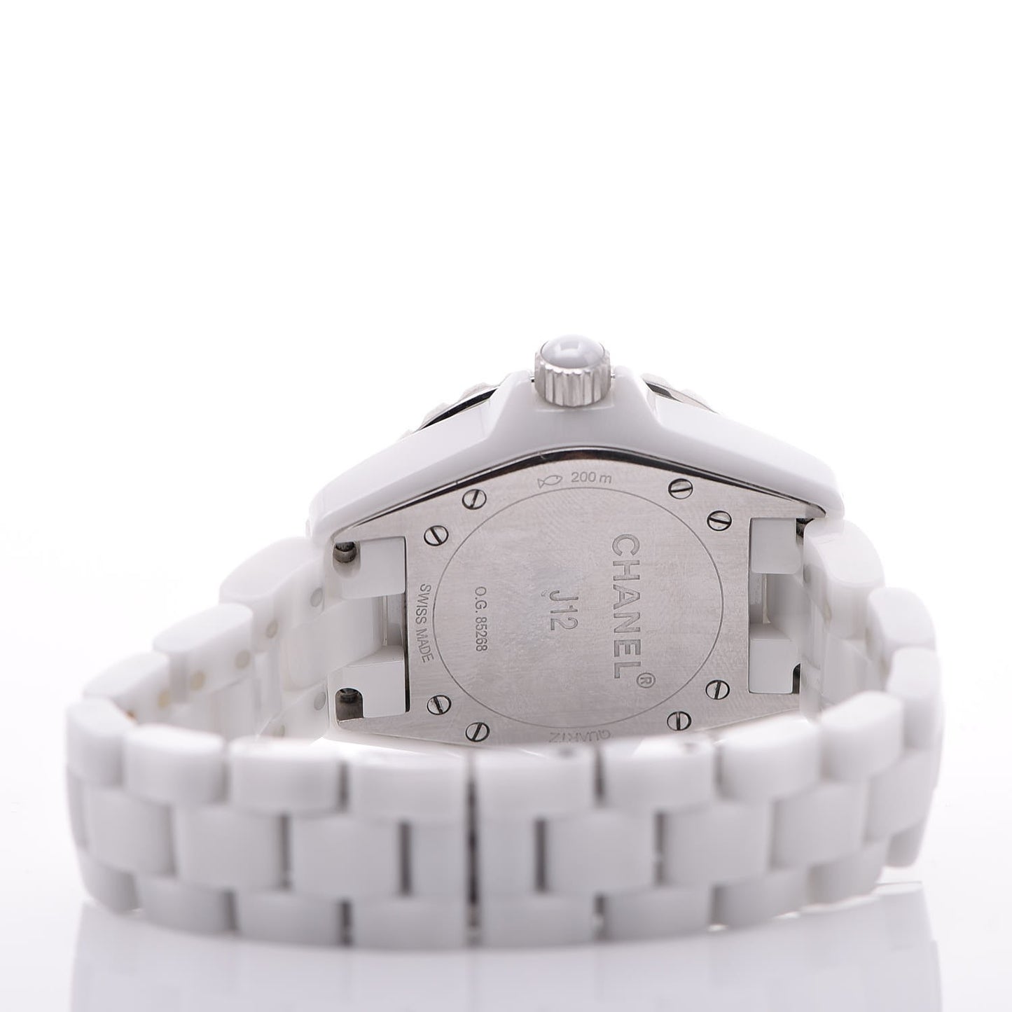 Stainless Steel Ceramic Diamond 33mm J12 Quartz Watch White