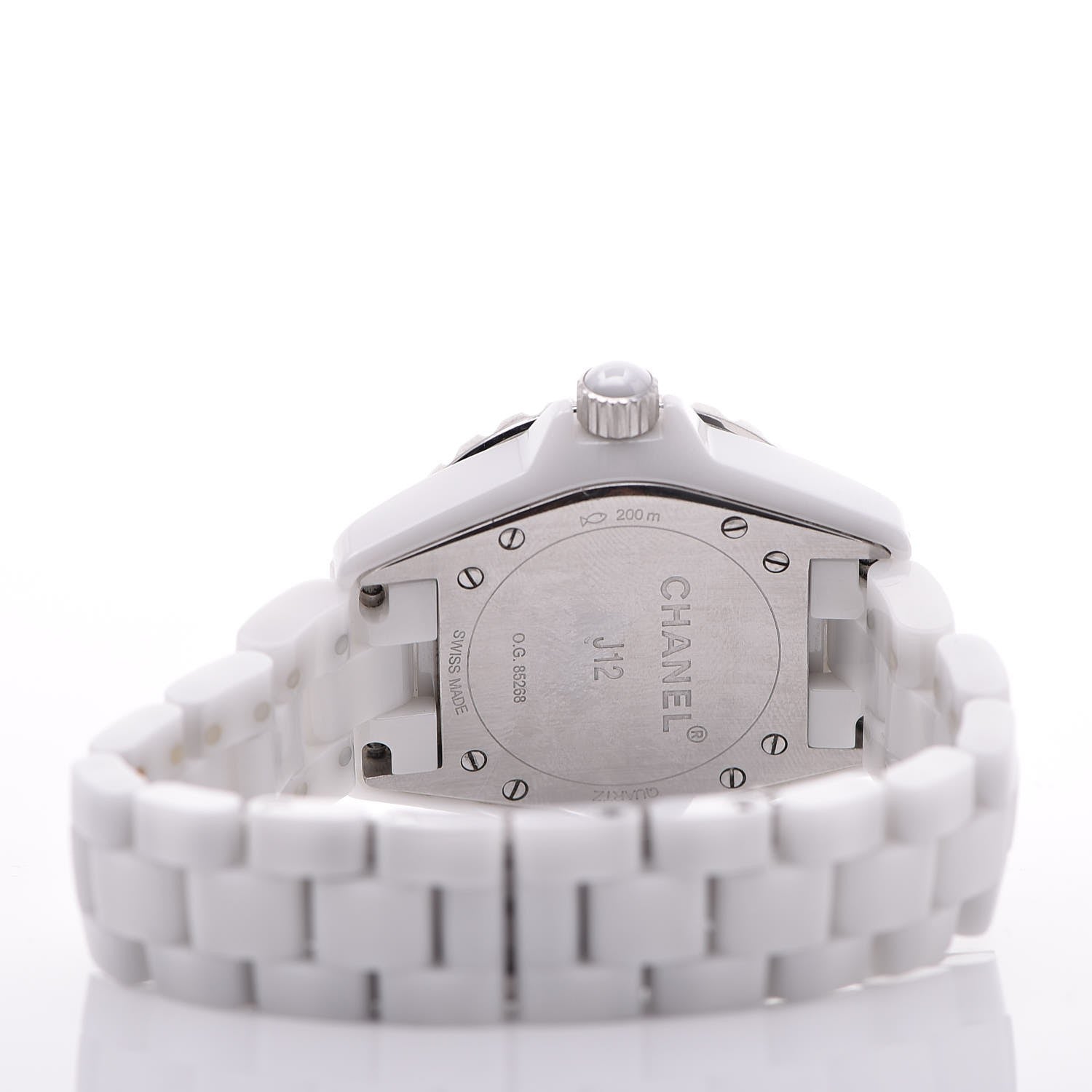 Chanel Stainless Steel Ceramic Diamond 33mm J12 Quartz Watch White 5 of 6