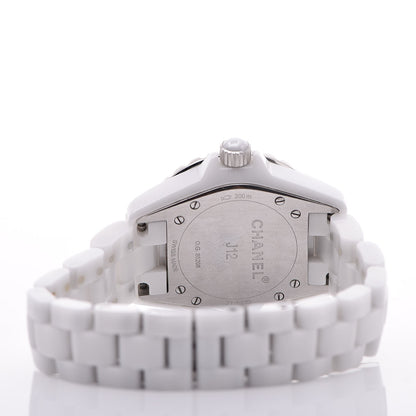 Chanel Stainless Steel Ceramic Diamond 33mm J12 Quartz Watch White 5 of 6