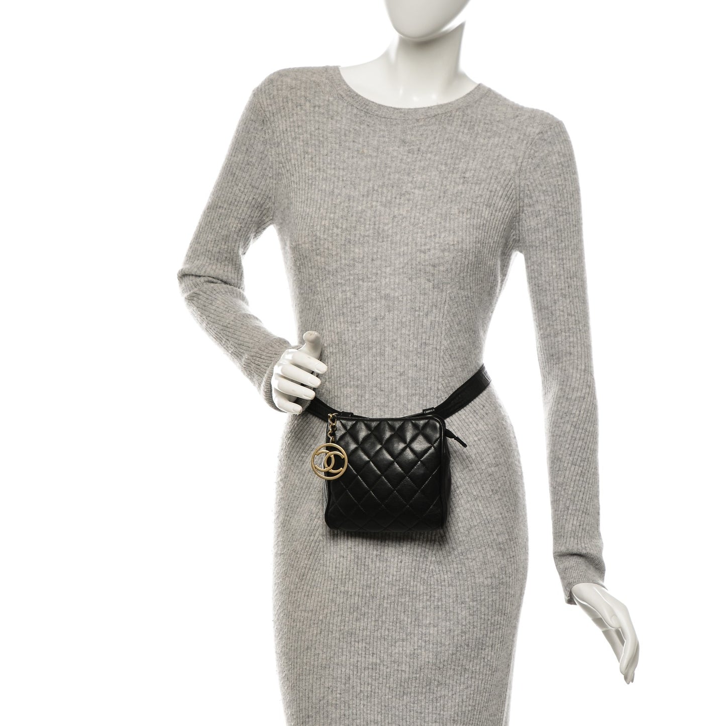 Lambskin Quilted Waist Belt Bag 75 30 Black