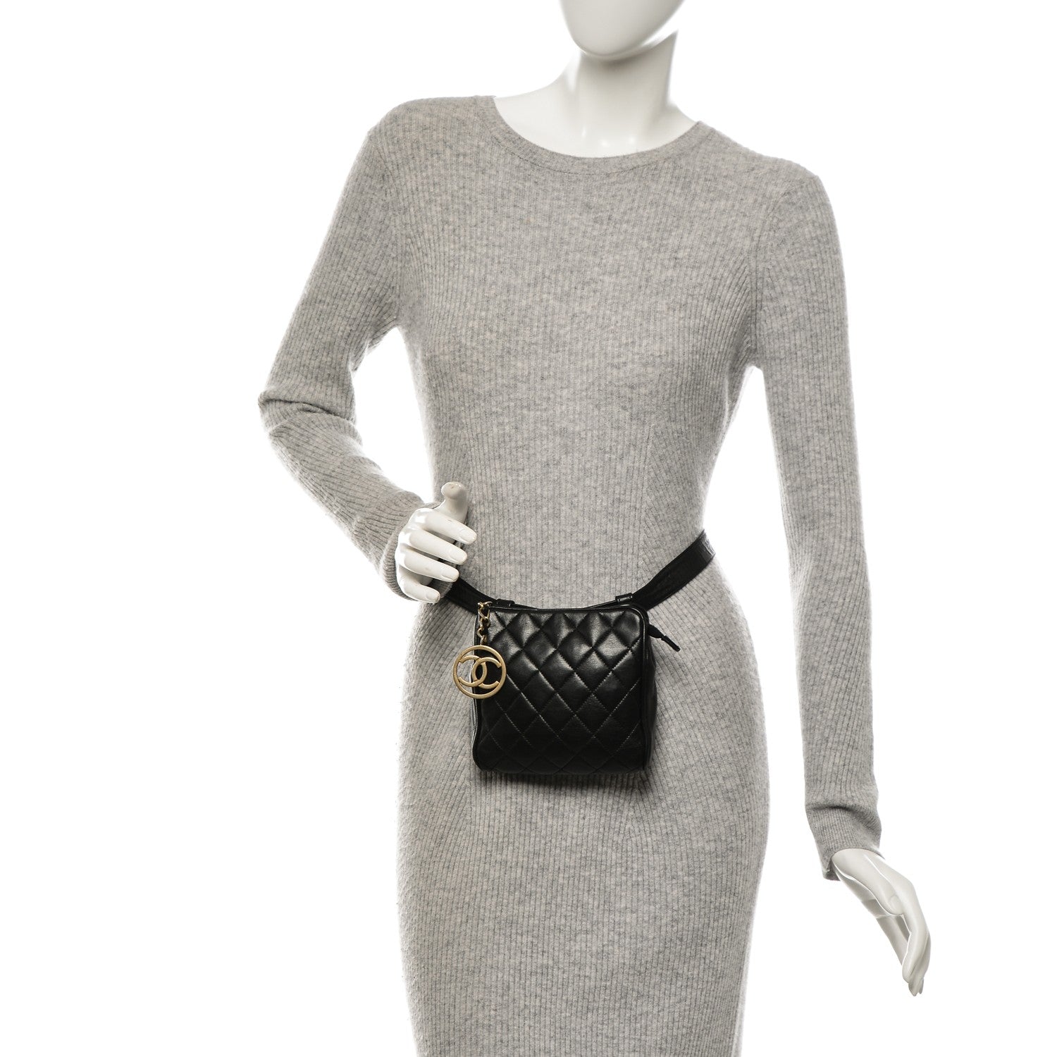Chanel Lambskin Quilted Waist Belt Bag 75 30 Black 2 of 9