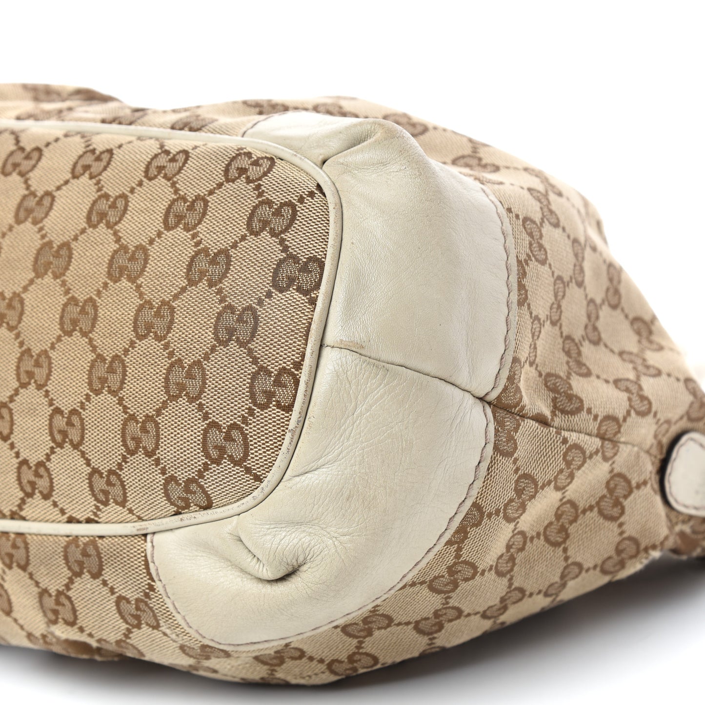 Monogram Margaux Calfskin Medium Sukey Top Handle Bag Beige Ebony Mystic White