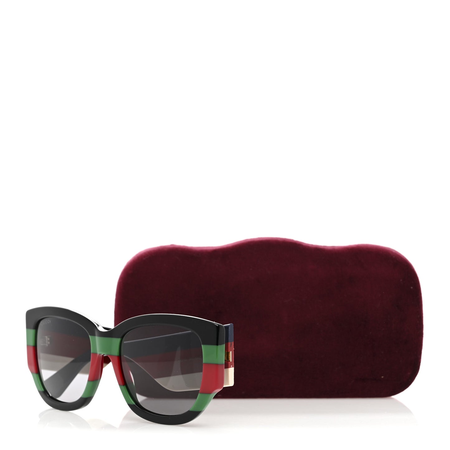 Acetate Web Oversized Frame Rectangle Sunglasses GG0276S Black Green Red