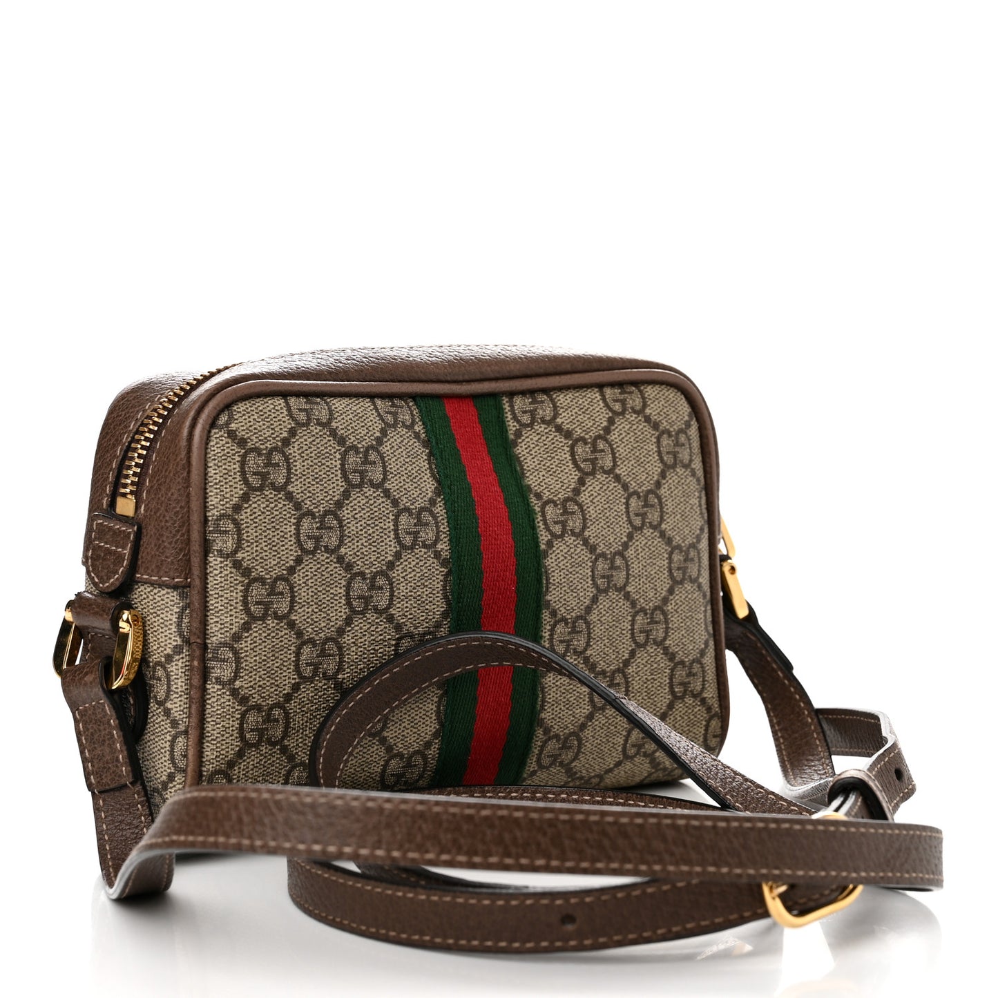 GG Supreme Monogram Web Mini Ophidia Shoulder Bag Brown