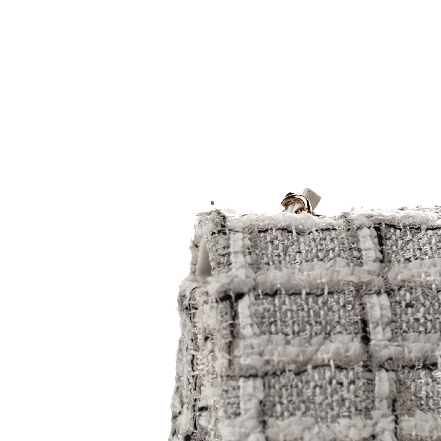 Chanel Tweed Quilted Mini Rectangular Flap White Grey 11 of 13