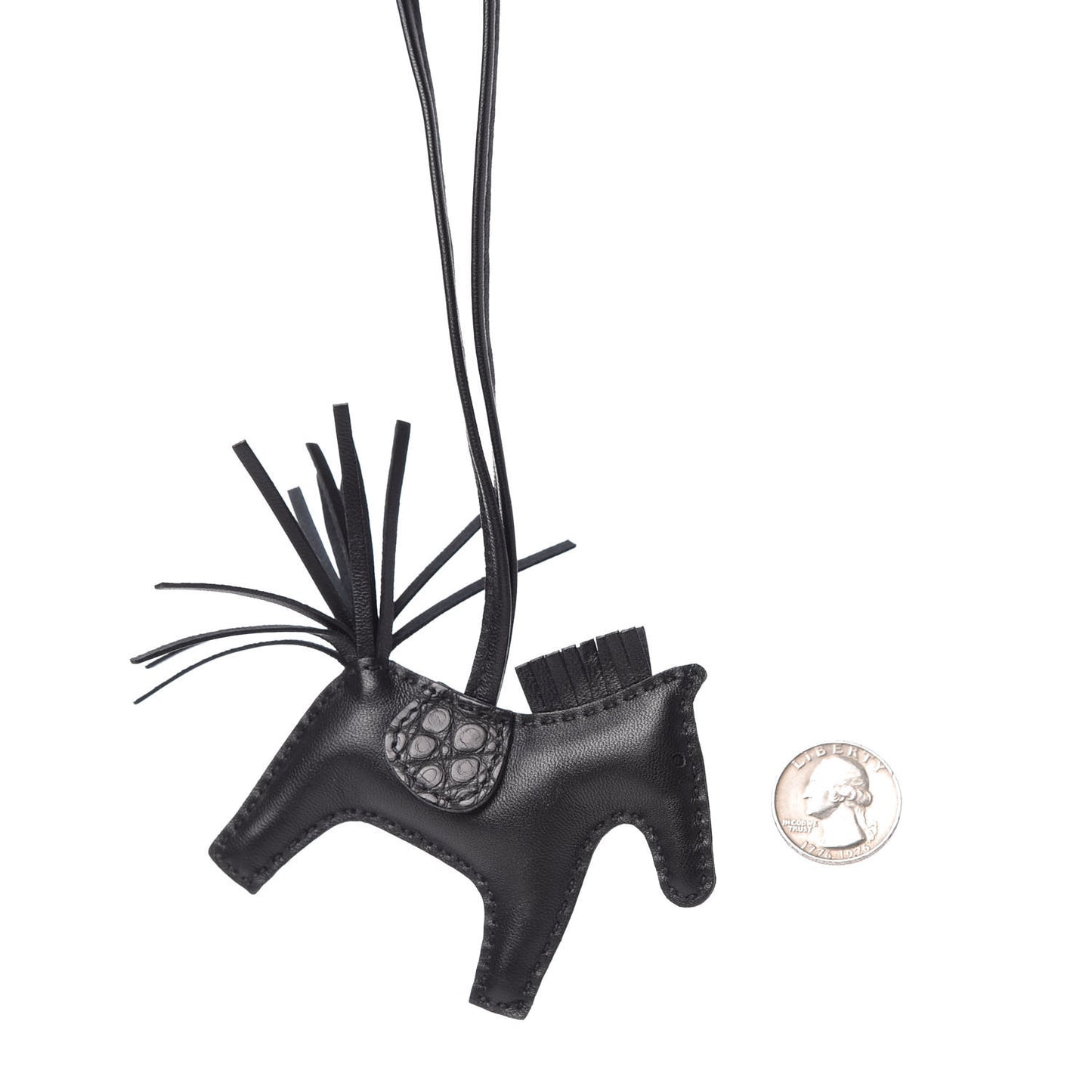 Milo Lambskin Matte Alligator Touch Grigri Rodeo Horse Bag Charm PM So Black