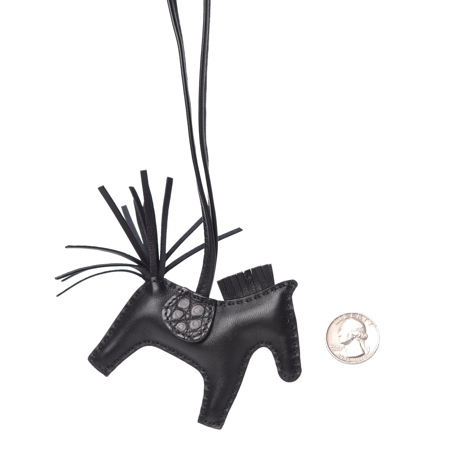 Hermes Milo Lambskin Matte Alligator Touch Grigri Rodeo Horse Bag Charm PM So Black 2 of 5