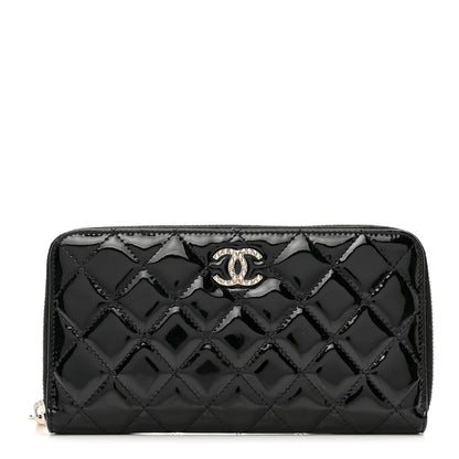 Chanel Patent Quilted Brilliant Zip Around Wallet Black 1 of 9