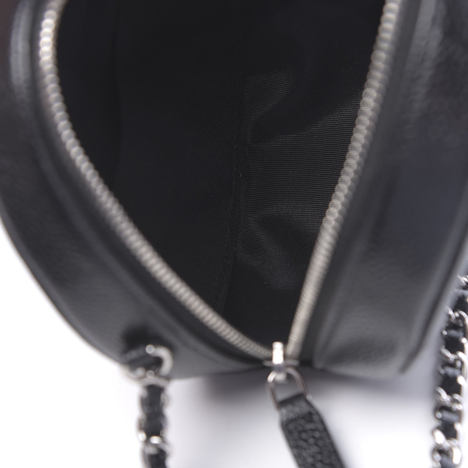 Chanel Caviar Camellia Embossed Round Clutch With Chain Black 5 of 11