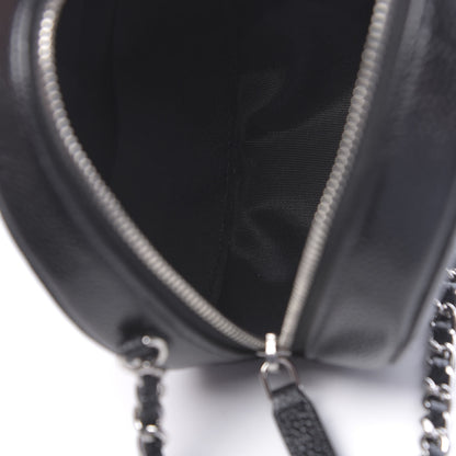 Chanel Caviar Camellia Embossed Round Clutch With Chain Black 5 of 11