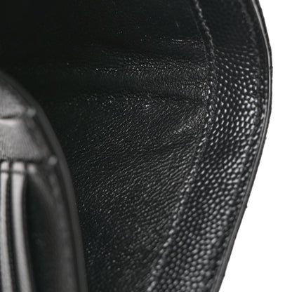 Saint Laurent SAINT LAURENT Grain De Poudre Matelasse Chevron Monogram Compact Tri Fold Wallet Black 9 of 9