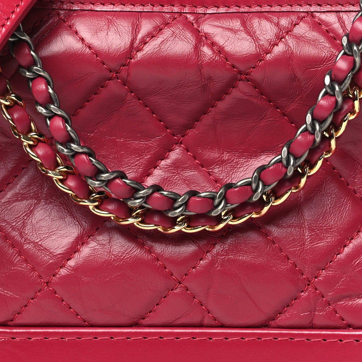 Aged Calfskin Quilted Small Gabrielle Hobo Dark Fuchsia