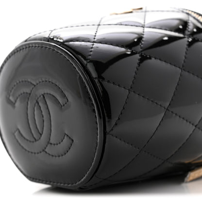 Chanel Patent Quilted Afternoon Tea Top Handle Vanity Case With Chain Black 10 of 11