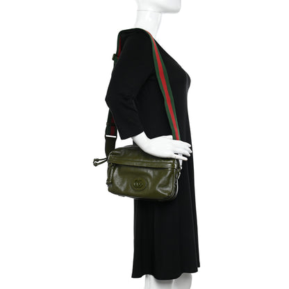 Gucci Piuma Lux Energy Web Monochrome Double G Crossbody Bag Military Wood 2 of 10