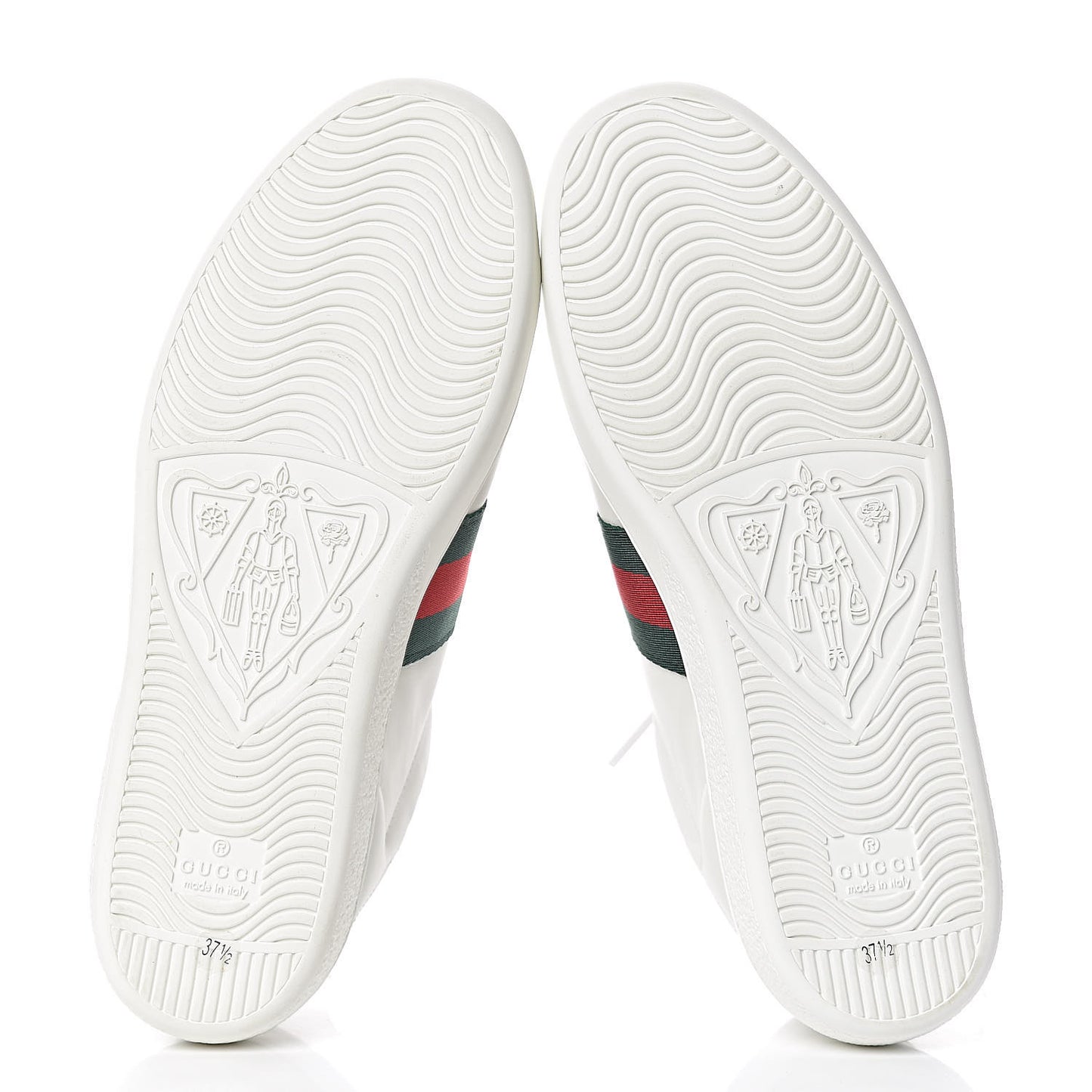 Calfskin Web Bee Embroidered Womens Ace Sneakers 37.5 White Green
