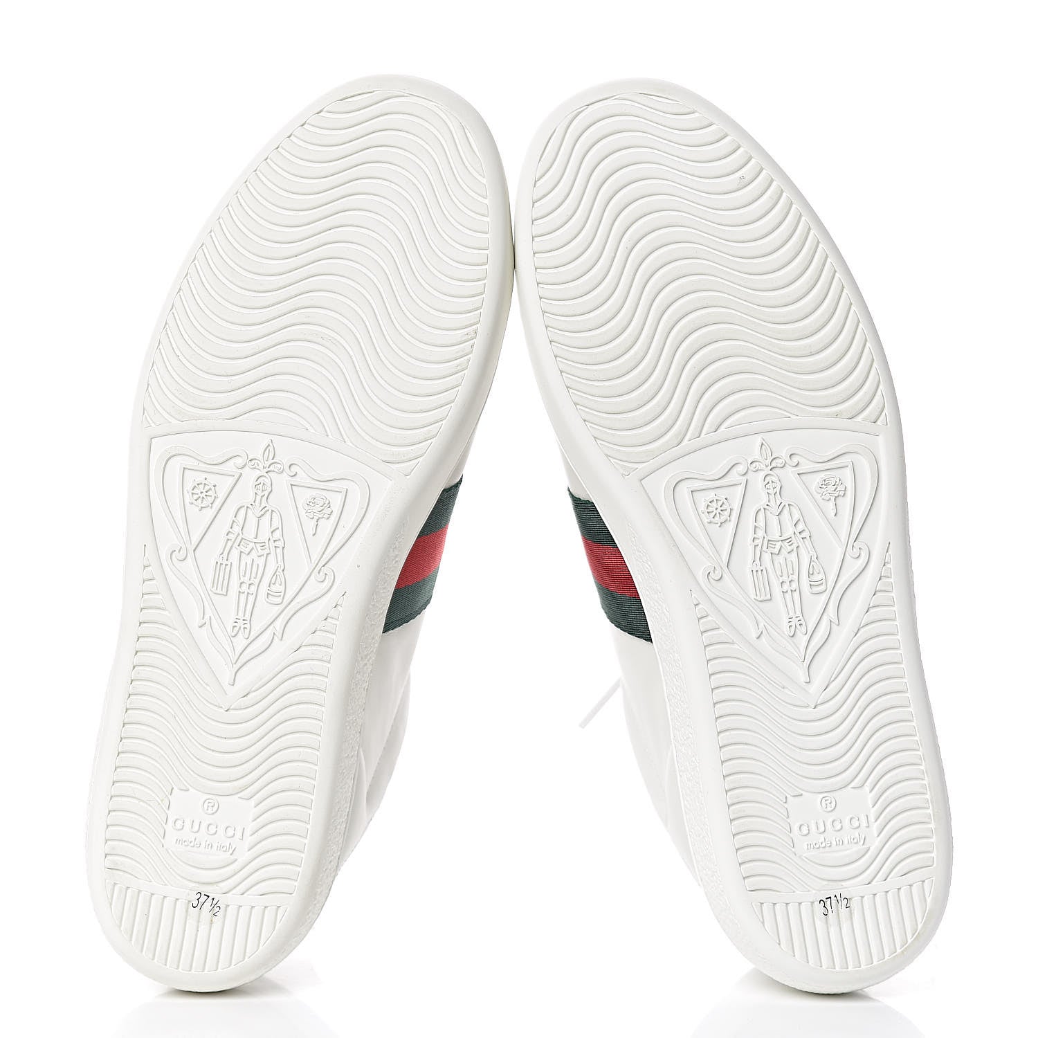 Gucci Calfskin Web Bee Embroidered Womens Ace Sneakers 37.5 White Green 5 of 9