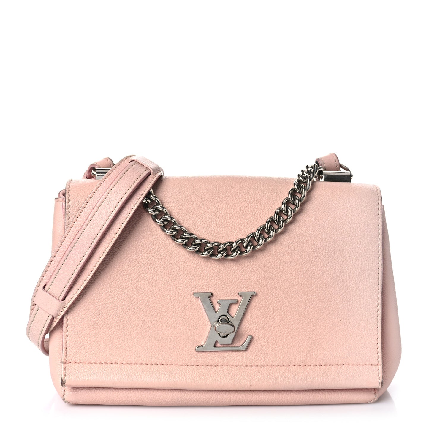 Calfskin Lockme II Chain Bag BB Rose Ballerine