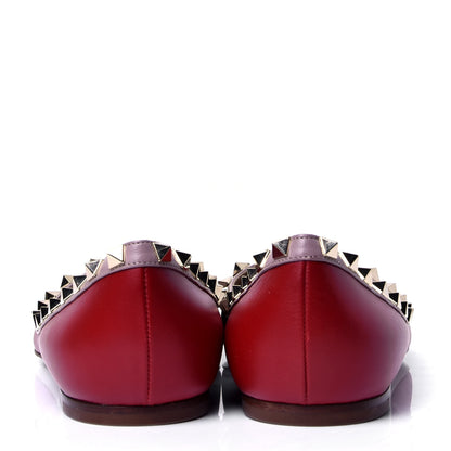 Valentino Garavani Calfskin Nappa Rockstud Ballerina Flats 40.5 Rosso Valentino Poudre 4 of 6