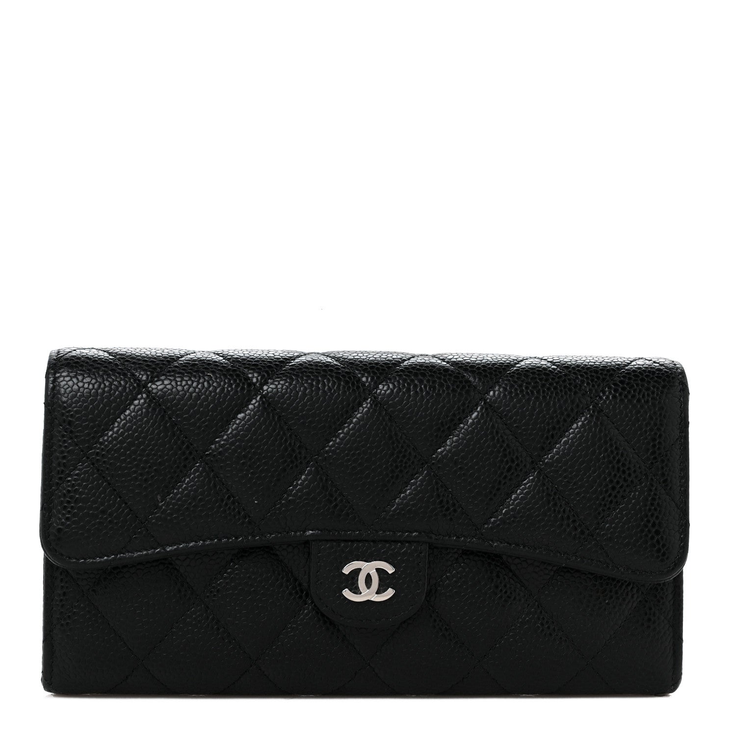 Chanel Caviar Quilted Large Gusset Flap Wallet Black 1 of 10
