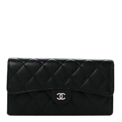 Chanel Caviar Quilted Large Gusset Flap Wallet Black 1 of 10