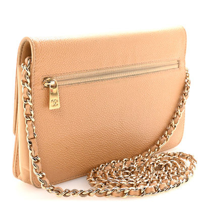Chanel Caviar Timeless CC Wallet on Chain WOC Beige 3 of 12
