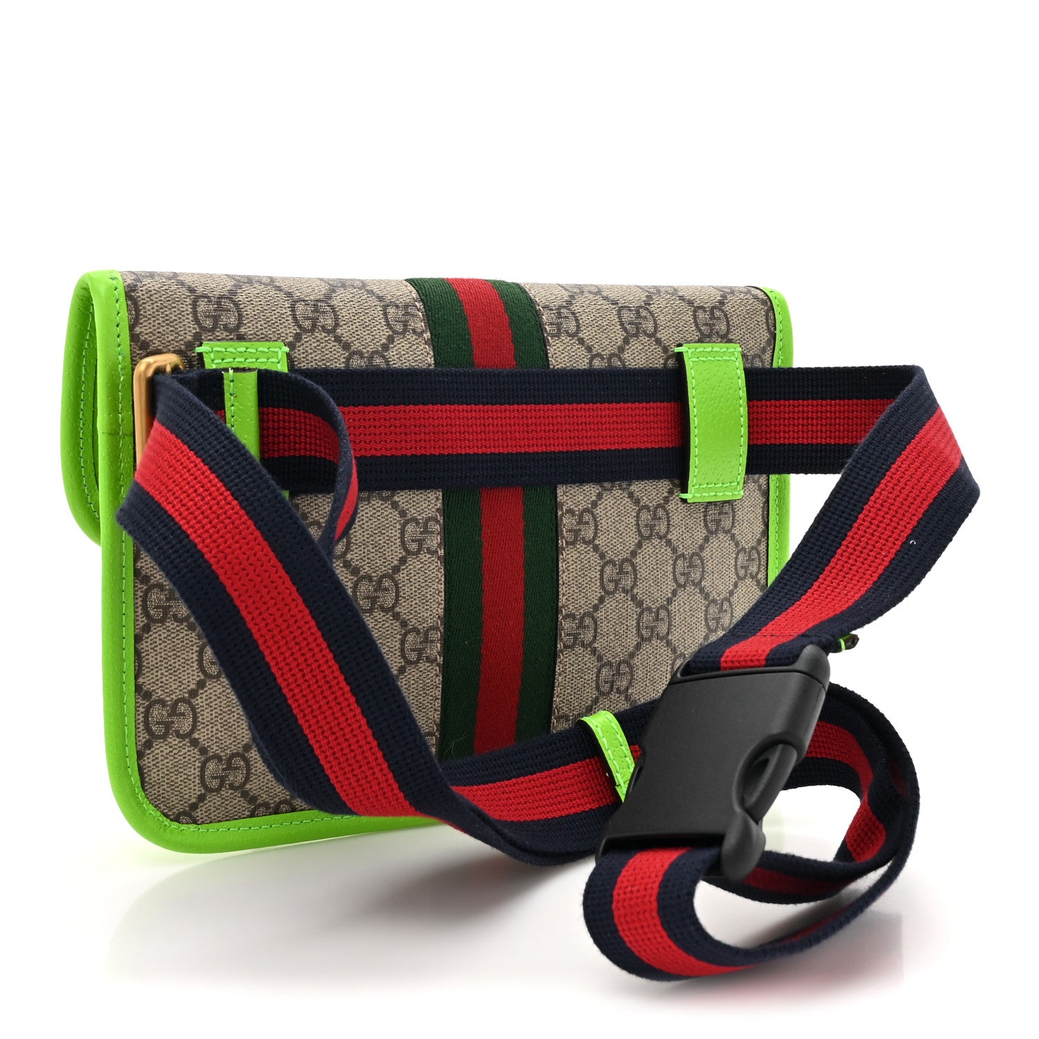 Gucci GG Supreme Monogram Web Small Ophidia Belt Bag Beige Ebony Green 3 of 11