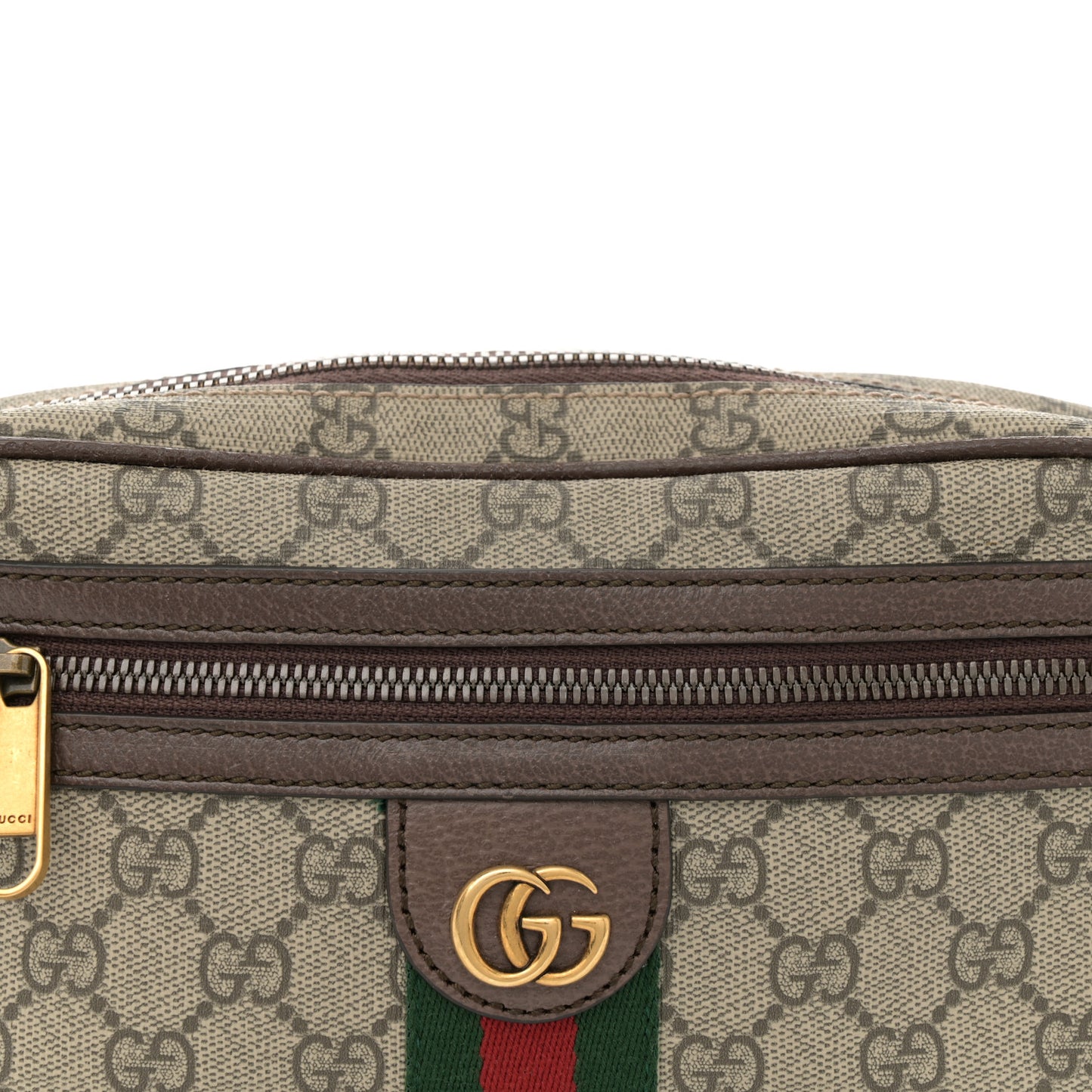 Soft GG Supreme Monogram Medium Ophidia Belt Bag Dark Brown