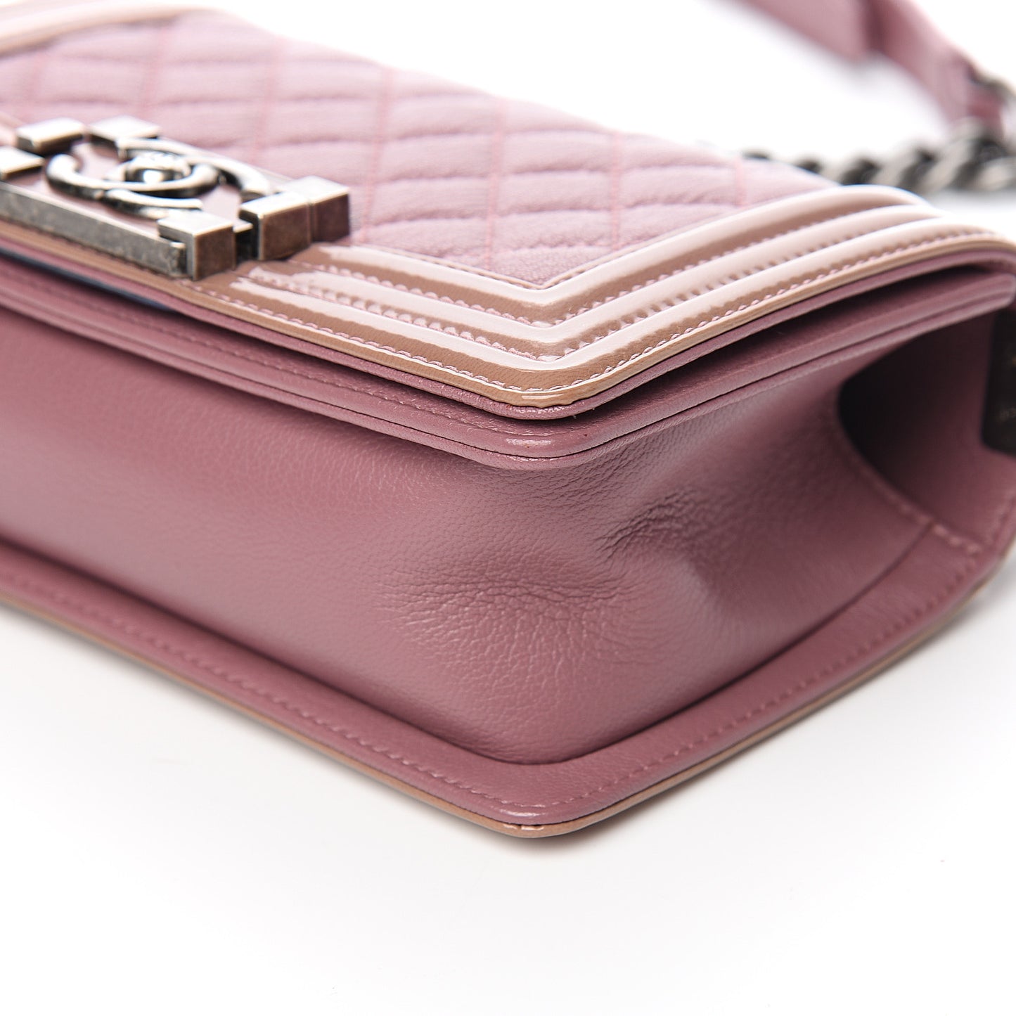 Goatskin Quilted Patent Small Duo Boy Flap Pink